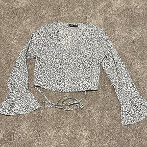 Black and white tie crop top. Size S/4